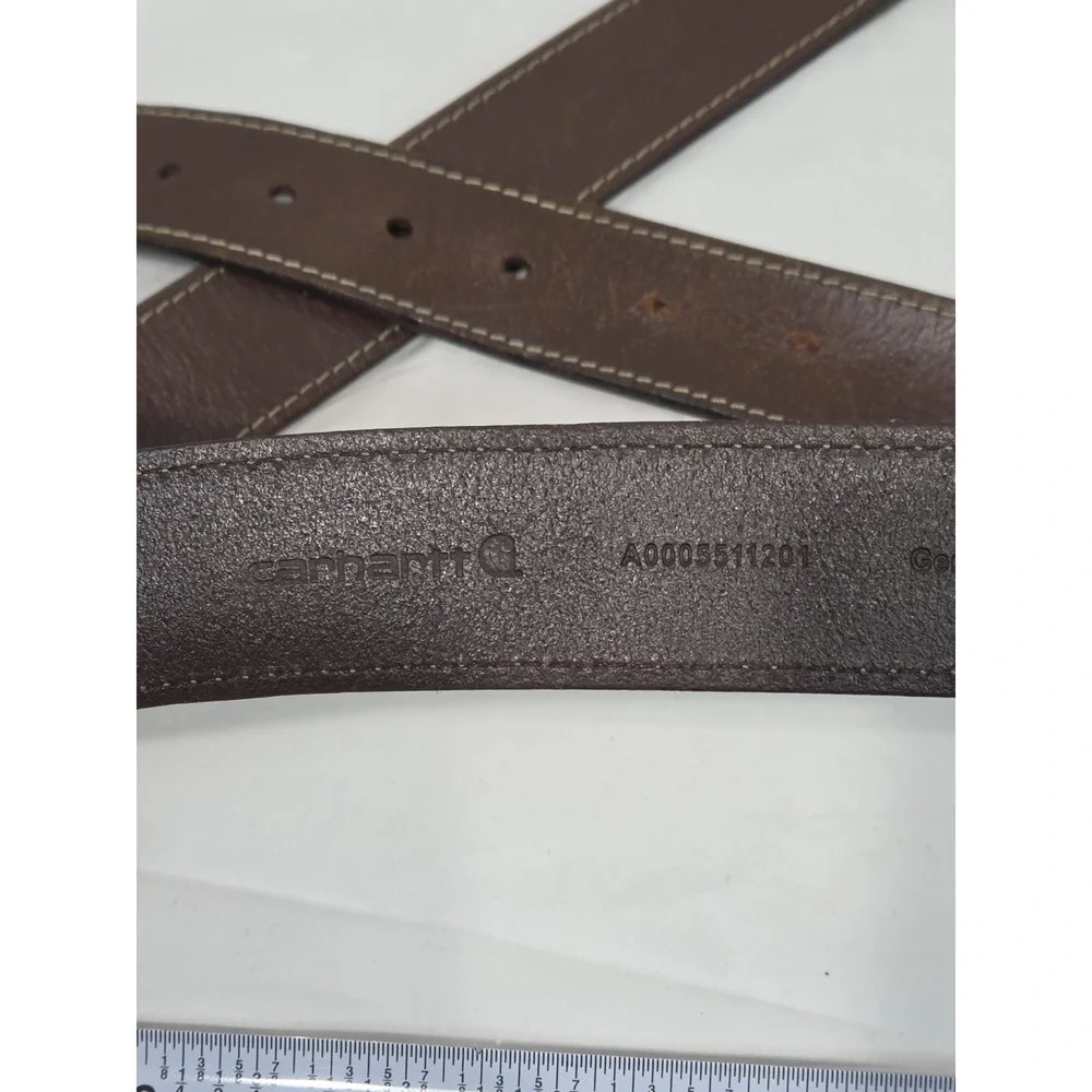 Carhartt Mens Brown Genuine Leather Belt Metal Keeper 38